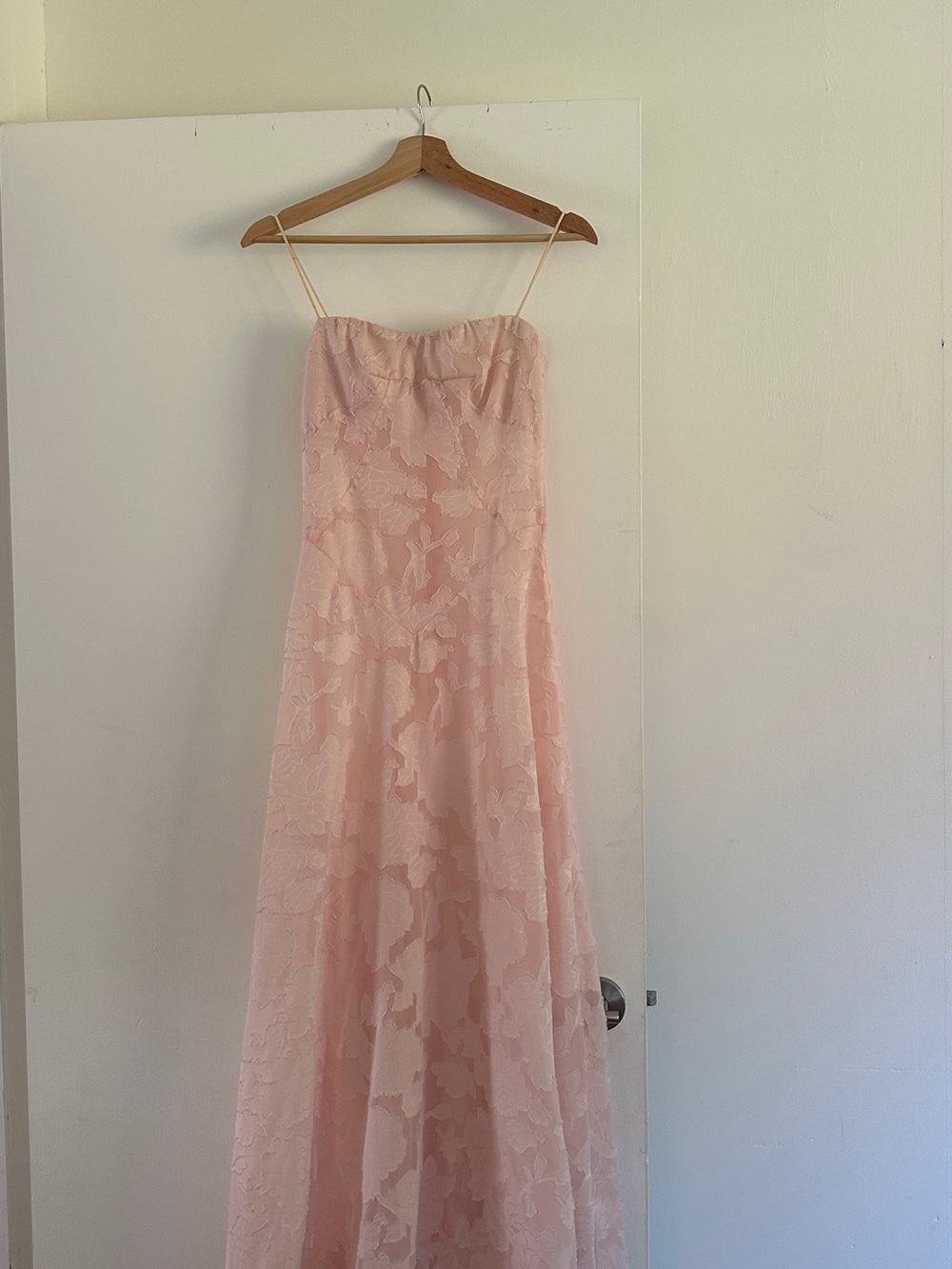 Blush Pink Lace Maxi Dress